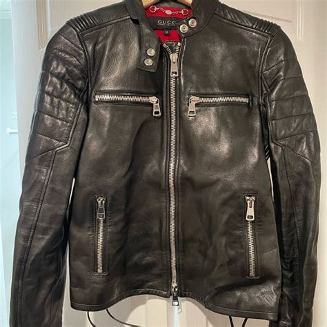 gucci leather biker jacket womens|cheap gucci leather jacket.